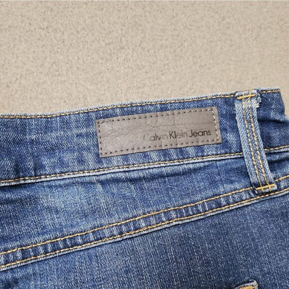 Calvin Klein Blue Denim Pencil Skirt Stretch Sz 29 - Picture 4 of 8